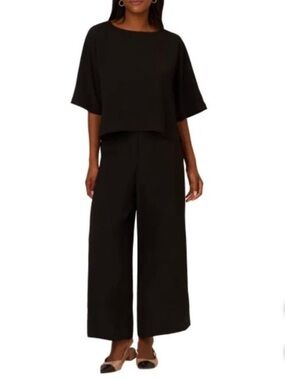 Adrianna Papell Black Wide Leg Pull-On Pants